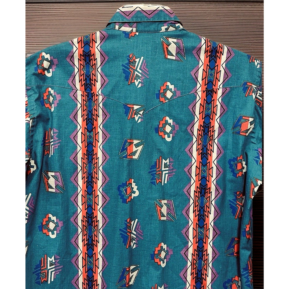 VTG Wrangler Brushpopper Shirt 16.5 *READ 34, X-Long Tails Aztec Southwest - Picture 12 of 14